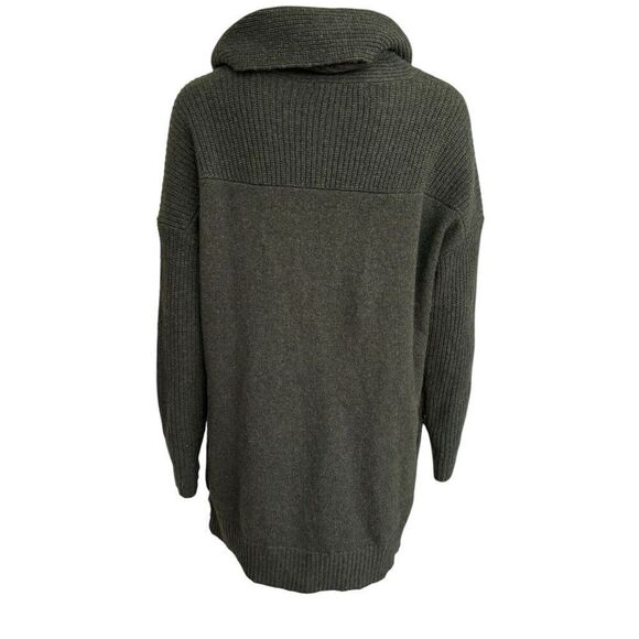 Tahari Long Sweater Tunic Cowl Neck Dark Green Yak Wool blend size M - Picture 3 of 7
